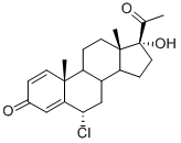 6α-クロロ-17-ヒドロキシプレグナ-1,4-ジエン-3,20-ジオン 化学構造式