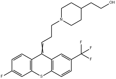 1-[3-[6-フルオロ-2-(トリフルオロメチル)-9H-チオキサンテン-9-イリデン]プロピル]-4-ピペリジンエタノール 化学構造式