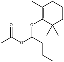 1-[(2,6,6-トリメチル-1-シクロヘキセン-1-イル)オキシ]-1-ブタノールアセタート 化学構造式
