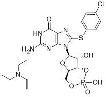 8-(p-クロロフェニルチオ)-cGMP 化学構造式