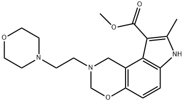 1,2,3,7-テトラヒドロ-8-メチル-2-(2-モルホリノエチル)ピロロ[3,2-f][1,3]ベンゾオキサジン-9-カルボン酸メチル 化学構造式