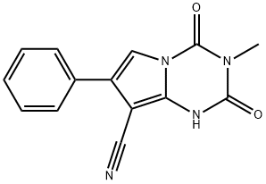 1,2,3,4-Tetrahydro-3-methyl-2,4-dioxo-7-phenylpyrrolo[1,2-a]-1,3,5-triazine-8-carbonitrile Struktur