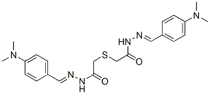 N-[(4-dimethylaminophenyl)methylideneamino]-2-[[(4-dimethylaminophenyl )methylideneamino]carbamoylmethylsulfanyl]acetamide Structure