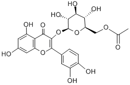 栎精-3-O-Β-D-吡喃葡萄糖基-6''-乙酸盐 结构式