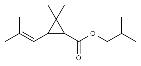 2-methylpropyl 2,2-dimethyl-3-(2-methylprop-1-enyl)cyclopropane-1-carb oxylate 结构式
