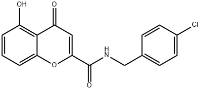 5-HYDROXY-4-OXO-4H-CHROMENE-2-CARBOXYLIC ACID 4-CHLORO-BENZYLAMIDE Structure