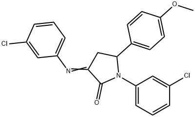 1-(3-chlorophenyl)-3-(3-chlorophenyl)imino-5-(4-methoxyphenyl)pyrrolid in-2-one Struktur