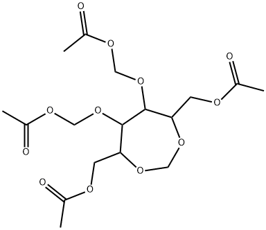 [5,6-bis(acetyloxymethoxy)-7-(acetyloxymethyl)-1,3-dioxepan-4-yl]methy l acetate Struktur
