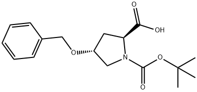 (4R)-1-(tert-ブトキシカルボニル)-4β-(ベンジルオキシ)-L-プロリン 化学構造式
