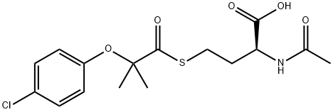 N-アセチル-S-[2-(4-クロロフェノキシ)-2-メチル-1-オキソプロピル]-L-ホモシステイン 化学構造式