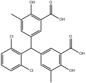 5,5'-(2,6-ジクロロベンジリデン)ビス(3-メチルサリチル酸) 化学構造式