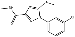 1-(m-クロロフェニル)-N-メチル-5-メトキシ-1H-ピラゾール-3-カルボアミド 化学構造式