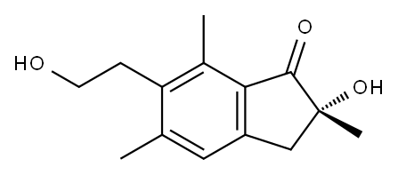 2,3-ジヒドロ-2-ヒドロキシ-6-(2-ヒドロキシエチル)-2,5,7-トリメチル-1H-インデン-1-オン 化学構造式