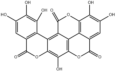 1,2,6,10,11,12-ヘキサヒドロキシ-4H-5,7,14-トリオキサナフト[1,2-a]ピレン-4,8,13-トリオン 化学構造式