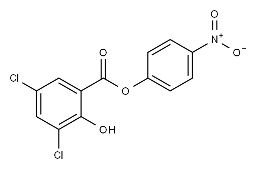 Benzoicacid, 2-hydroxy-,3,5-dichloro-, 4-nitrophenyl ester Structure