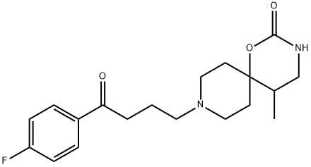 9-[3-(p-フルオロベンゾイル)プロピル]-5-メチル-1-オキサ-3,9-ジアザスピロ[5.5]ウンデカン-2-オン 化学構造式