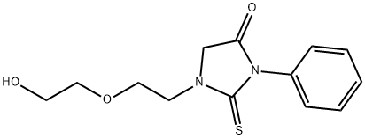 1-[2-(2-ヒドロキシエトキシ)エチル]-3-フェニル-2-チオキソイミダゾリジン-4-オン 化学構造式