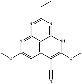2-エチル-5,8-ジメトキシ-1,3,4,9-テトラアザ-1H-フェナレン-7-カルボニトリル 化学構造式