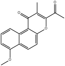 3-アセチル-7-メトキシ-2-メチル-1H-ナフト[2,1-b]ピラン-1-オン 化学構造式