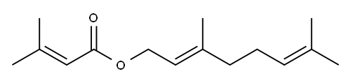 3-メチル-2-ブテン酸(E)-3,7-ジメチル-2,6-オクタジエニル 化学構造式