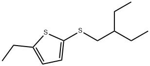 2-エチル-5-[(2-エチルブチル)チオ]チオフェン 化学構造式