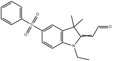 [[1-エチル-1,3-ジヒドロ-3,3-ジメチル-5-(フェニルスルホニル)-2H-インドール]-2-イリデン]アセトアルデヒド 化学構造式