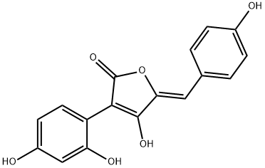 3-(2,4-ジヒドロキシフェニル)-4-ヒドロキシ-5-[(Z)-(4-ヒドロキシフェニル)メチレン]-2(5H)-フラノン 化学構造式