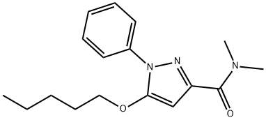 N,N-ジメチル-5-(ペンチルオキシ)-1-フェニル-1H-ピラゾール-3-カルボアミド 化学構造式