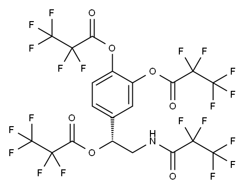 Bis(2,2,3,3,3-pentafluoropropanoic acid)4-[(R)-1-(2,2,3,3,3-pentafluoro-1-oxopropoxy)-2-[(2,2,3,3,3-pentafluoro-1-oxopropyl)amino]ethyl]-1,2-phenylene ester|