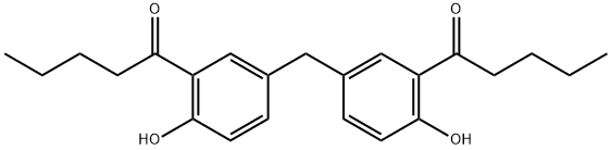 1,1'-[メチレンビス(6-ヒドロキシ-3,1-フェニレン)]ビス(1-ペンタノン) 化学構造式