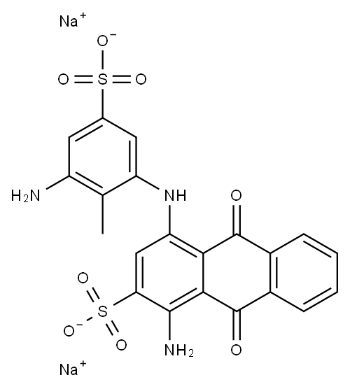 disodium 1-amino-4-[(3-amino-2-methyl-5-sulphonatophenyl)amino]-9,10-dihydro-9,10-dioxoanthracene-2-sulphonate Struktur
