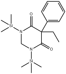 1,3-Bis(trimethylsilyl)-2,3-dihydro-5-ethyl-5-phenylpyrimidine-4,6(1H,5H)-dione Struktur