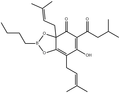 2-Butyl-6-hydroxy-3a,7-bis(3-methyl-2-butenyl)-5-(3-methylbutyryl)-1,3,2-benzodioxaborol-4(3aH)-one|