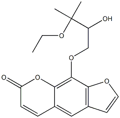 (+)-9-(3-Ethoxy-2-hydroxy-3-methylbutoxy)-7H-furo[3,2-g][1]benzopyran-7-one Struktur