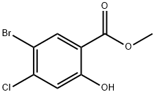 5-ブロモ-4-クロロ-2-ヒドロキシ安息香酸メチル 化学構造式