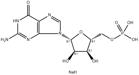 グアノシン5'-一りん酸二ナトリウム水和物 化学構造式