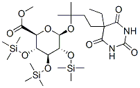 beta-D-Glucopyranosiduronic acid, 3-(5-ethylhexahydro-2,4,6-trioxo-5-p yrimidinyl)-1,1-dimethylpropyl 2,3,4-tris-O-(trimethylsilyl)-, methyl  ester Structure