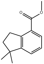 2,3-ジヒドロ-1,1-ジメチル-1H-インデン-4-カルボン酸メチル 化学構造式