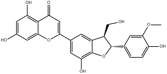 2-[2,3-Dihydro-7-hydroxy-2-(4-hydroxy-3-methoxyphenyl)-3-(hydroxymethyl)benzofuran-5-yl]-5,7-dihydroxy-4H-1-benzopyran-4-one Struktur