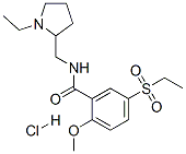 N-[(1-ethyl-2-pyrrolidinyl)methyl]-5-(ethylsulphonyl)-2-methoxybenzamide hydrochloride Struktur
