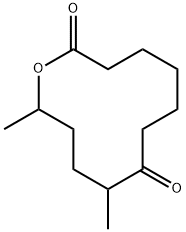 9,12-ジメチルオキサシクロドデカン-2,8-ジオン 化学構造式