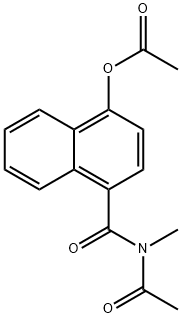 N-アセチル-4-(アセチルオキシ)-N-メチル-1-ナフタレンカルボアミド 化学構造式