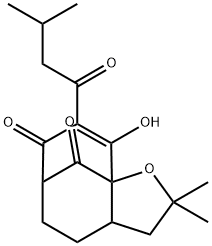 2,3,3a,4,5,6-ヘキサヒドロ-9-ヒドロキシ-2,2-ジメチル-8-(3-メチル-1-オキソブチル)-7H-6,9a-メタノシクロオクタ[b]フラン-7,10-ジオン 化学構造式