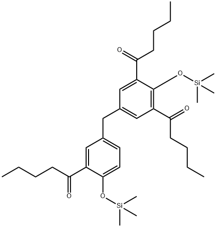1,1'-[5-[[3-(1-Oxopentyl)-4-[(trimethylsilyl)oxy]phenyl]methyl]-2-[(trimethylsilyl)oxy]-1,3-phenylene]bis(1-pentanone) Struktur