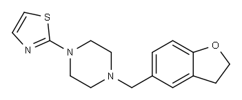 1-[(2,3-ジヒドロベンゾフラン-5-イル)メチル]-4-(2-チアゾリル)ピペラジン 化学構造式
