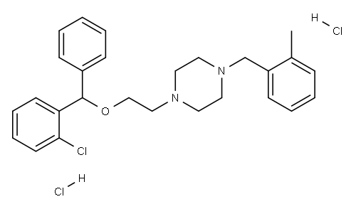 1-[2-[(2-氯苯基)苯基甲氧基]乙基]-4-[(邻甲苯基)甲基]哌嗪二盐酸盐, 5576-62-5, 结构式