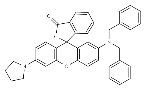 2'-[ビス(フェニルメチル)アミノ]-6'-(1-ピロリジニル)スピロ[イソベンゾフラン-1(3H),9'-[9H]キサンテン]-3-オン 化学構造式