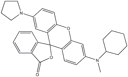 6'-Pyrrolizino-2'-(cyclohexylamino)spiro[isobenzofuran-1(3H),9'-[9H]xanthen]-3-one Structure