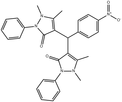 3H-Pyrazol-3-one, 4,4-(4-nitrophenyl)methylenebis1,2-dihydro-1,5-dimethyl-2-phenyl- Structure