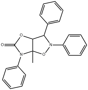3,3a,6,6a-テトラヒドロ-6a-メチル-2,3,6-トリフェニルオキサゾロ[5,4-d]イソオキサゾール-5(2H)-オン 化学構造式